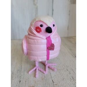 Featherly Friends Valentine's Day bird pink puffer jacket kiss mark love home